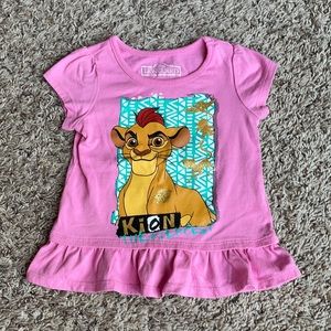 EUC Lion Guard pink girls t-shirt ruffle bottom 2T